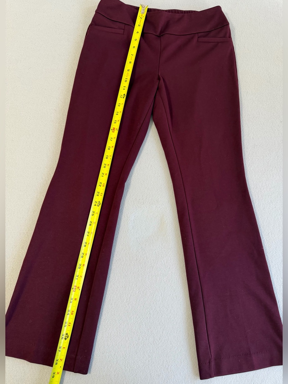 7th Avenue Design Studio Pants Mid Rise M Petite Women’s Burgundy Bootcut Leg - Picture 6 of 9